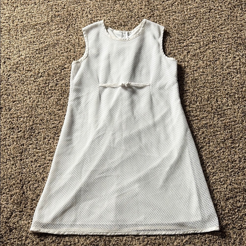 Sleeveless White Textured Dress